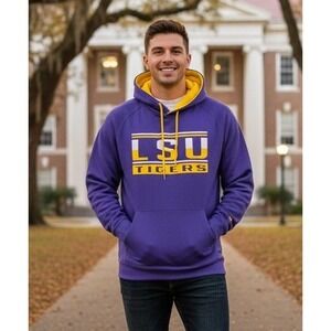 Colosseum LSU Tigers Hoodie Sweatshirt Men's XL Pullover Athletic Purple Yellow